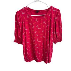 Red Puffed Short Sleeve Shirt by Ann Taylor Size Small